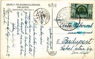 1940 Szatmárnémeti, Satu Mare; bevonulás, rohamsisakos katonák, Müller üzlete / entry of the Hungari...