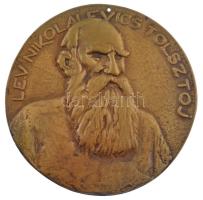 Tőrös Gábor (1934-2021) DN Lev Nikolajevics Tolsztoj bronz emlékérem (120mm) T:1- felül lyukasztott