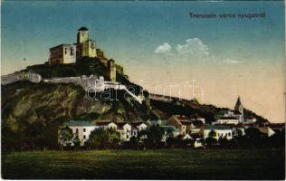 Trencsén, Trencín; város nyugatról, vár / Trenciansky hrad / general view, castle