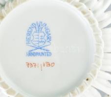 Herendi Eton mintás fonott tálka. Kézzel festett, jelzett, körömnyi tűzrepedéssel