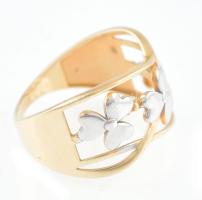 Arany (Au) 14K áttört nefelejcs gyűrű, jelzett, méret: 58, bruttó: 3,7 g