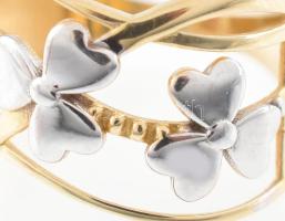 Arany (Au) 14K áttört nefelejcs gyűrű, jelzett, méret: 58, bruttó: 3,7 g