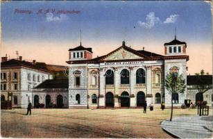 1915 Pozsony, Pressburg, Bratislava; MÁV (Magyar Királyi Államvasutak) pályaudvar, vasútállomás / Staatsbahnhof / railway station (EK)