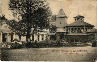 1913 Szobránc-gyógyfürdő, Kúpele Sobrance; Gyógykút, fürdőház. Ignáczy Géza fényképész kiadása / spa, bathhouse, spring source (fl)