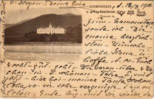 1904 Vágzsigmondháza, Zsigmondháza, Orlové (Vágbeszterce, Povazská Bystrica); Hohenlohe herceg kastélya. Theyer & Hardtmuth kiadása / castle (EK)