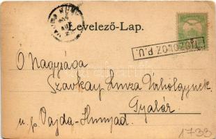 1902 Tiszolc, Tisovec; látkép este. Kohn Albert kiadása / general view at night (kis szakadás / smal...