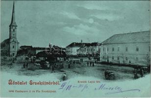 1899 (Vorläufer) Érsekújvár, Nové Zámky; Kossuth Lajos tér, templom, piac. Conlegner J. és Fia kiadása / square, church, market (Rb)