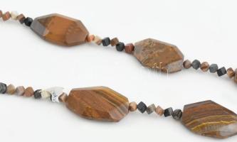 Tigrisszem, jáspis nyaklánc, h: 80 cm