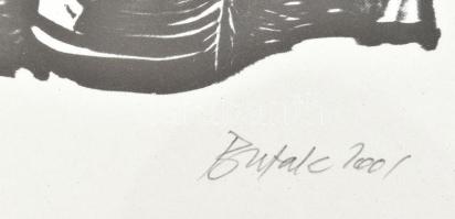 Butak András (1948-2021): Black Mount. Ofszet litográfia, papír, jelzett, 55/200 számozással. Hátold...