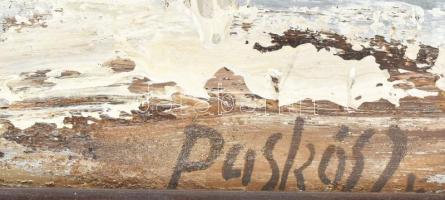 Puskás Imre (1933 - ): Egyedül. Olaj, farost, jelzett, fakeretben, 50x90cm