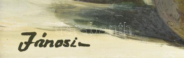 Jánosi Katalin (1951 - ): Virágcsendélet. Olaj, farost, fakeretben, jelzett, 50x60 cm