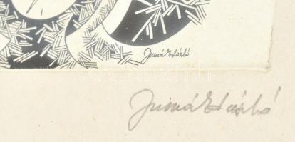 Jurcsák László: Tavasz. Tus, papír. Jelzett. Üvegezett alumínium keretben, 24x13cm