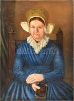 Jelzés nélkül, 19, században alkotó művész: Holland hölgy képmása. Olaj, vászon, kasírozott, szépen restaurált. 59,5x45cm