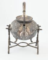 Teáskanna állvánnyal.Mintás, alpakka. Sérült! 30 cm