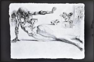cca 2000 Salvador Dali nyomat, karton, műanyag keretben. 60x90 cm.