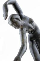 Kerényi Jenő: Art Deco táncos figura. Öntött, festett fém, márvány talapzaton jelzés nélkül m:28 cm