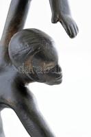 Kerényi Jenő: Art Deco táncos figura. Öntött, festett fém, márvány talapzaton jelzés nélkül m:28 cm
