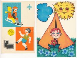 TAKARÉKOSSÁG - 4 db modern magyar grafikai képeslap / MONEY SAVING - 4 modern Hungarian graphic postcards