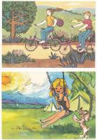 TAKARÉKOSSÁG - 4 db modern magyar grafikai képeslap / MONEY SAVING - 4 modern Hungarian graphic post...