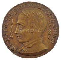 Tőrös Gábor (1934-2021) DN "Kétszáz éve született Kőrösi Csoma Sándor 1784-1984" öntött bronz emlékérem (116mm) T:1- hátoldalán furat