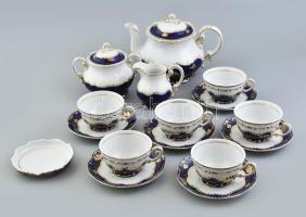 Zsolnay Pompadour mintás porcelán teás készlet, kézzel festett, jelzett, hibátlan.