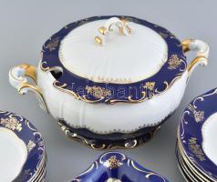 Zsolnay Pompadour mintás, 24 részes étkészlet, teljes, kézzel festett, kopásnyomokkal, jelzett. Hián...