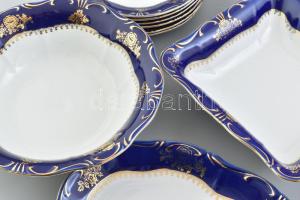 Zsolnay Pompadour mintás, 24 részes étkészlet, teljes, kézzel festett, kopásnyomokkal, jelzett. Hián...