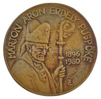 Tőrös Gábor (1934-2021) DN Márton Áron Erdély püspöke 1896-1980 öntött bronz emlékérem (100mm) T:2 hátoldalán furat