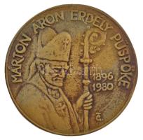 Tőrös Gábor (1934-2021) DN "Márton Áron Erdély püspöke 1896-1980" öntött bronz emlékérem (100mm) T:2 hátoldalán furat