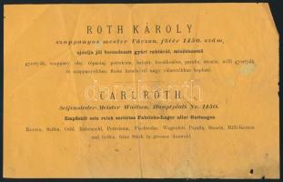 cca 1870 Roth Károly szappanyos mester Váczon, magyar és német nyelvű reklámlap, hátoldalán saját kezűleg aláírt nyugtájával, kissé sérült, foltos