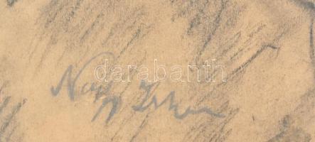 Nagy István jelzéssel: Katona. Szén, papír. Dekoratív, üvegezett fakeretben. 37,5×29 cm