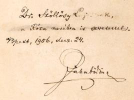 Jakab Ödön: Róza. Költemények. Franklin-Társulat. Bp. 1907. Dedikált! Kiadói erősen sérült bőr kötés...