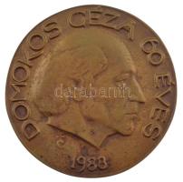 Tőrös Gábor (1934-2021) 1988 Domokos Géza 60 éves bronz emlékérem (112mm) T:1- felül peremén lyukasztott, patina.