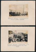 1938, 1941 Budapest, Kőbánya, Lóversenytér, katonák tribünnel, autókkal, 2 db fotó, kartonra ragasztva, 6×8 cm