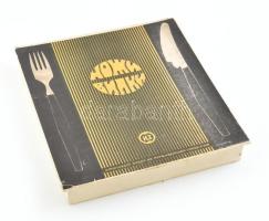 Szovjet villa és kés készlet, eredeti dobozban, fém, bakelit nyéllel