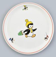 Gránit pingvines tányér, jelzett, kis kopással, g: 21,5 cm