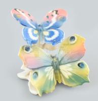Ens porcelán pillangók. Kézzel festett, alján etikettel jelzett (Hópehely Játék és Edénybolt, Kispest), hibátlan, m: 9 cm