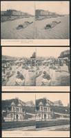cca 1900 3 db sztereofotó Budapesti városképek, párizsi kiadásuak képeslap méretben