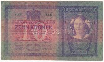 1904. 10K piros "MAGYARORSZÁG" körbélyegzővel T:III,III- tűlyuk, beszakadás