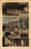1949 Soltszentimre, Plébánia, Nagyvendéglő, Kereszt, Nagy Ferenc vegyeskereskedés üzlete (Rb)