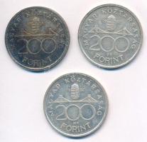 1992. 200Ft Ag "MNB" (3x) T:1-,2 patina Adamo F13