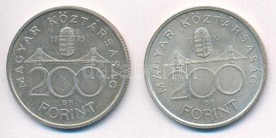 1993. 200Ft Ag "MNB" (2x) T:2 patina Adamo F13