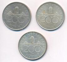 1993. 200Ft Ag "MNB" (3x) T:2 patina Adamo F13