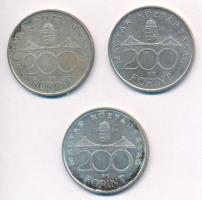 1993. 200Ft Ag "MNB" (3x) T:2 patina Adamo F13