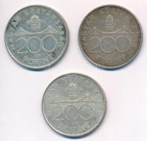 1993. 200Ft Ag "MNB" (3x) T:2 patina Adamo F13
