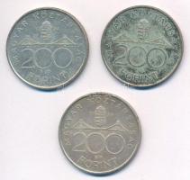 1993. 200Ft Ag "MNB" (3x) T:2 patina Adamo F13