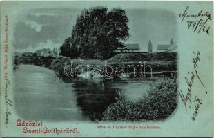 1899 (Vorläufer) Szentgotthárd, Rába ás Lapincs folyó találkozása este. Wellisch Béla kiadása