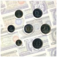 2006. 1Ft-100Ft (7xklf) forgalmi sor szettben + 1946. 1Ft Ag "Hatvanéves a Forint" utánver...