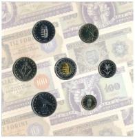 2006. 1Ft-100Ft (7xklf) forgalmi sor szettben + 1946. 1Ft Ag "Hatvanéves a Forint" utánver...