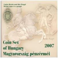 2007. 1Ft-100Ft (7xklf) Berán Lajos és a pengő forgalmi sor szettben + Berán Lajos és a pengő kétoldalas Ag emlékérem T:BU kis patina, ragasztás kissé engedett Adamo FO41.3